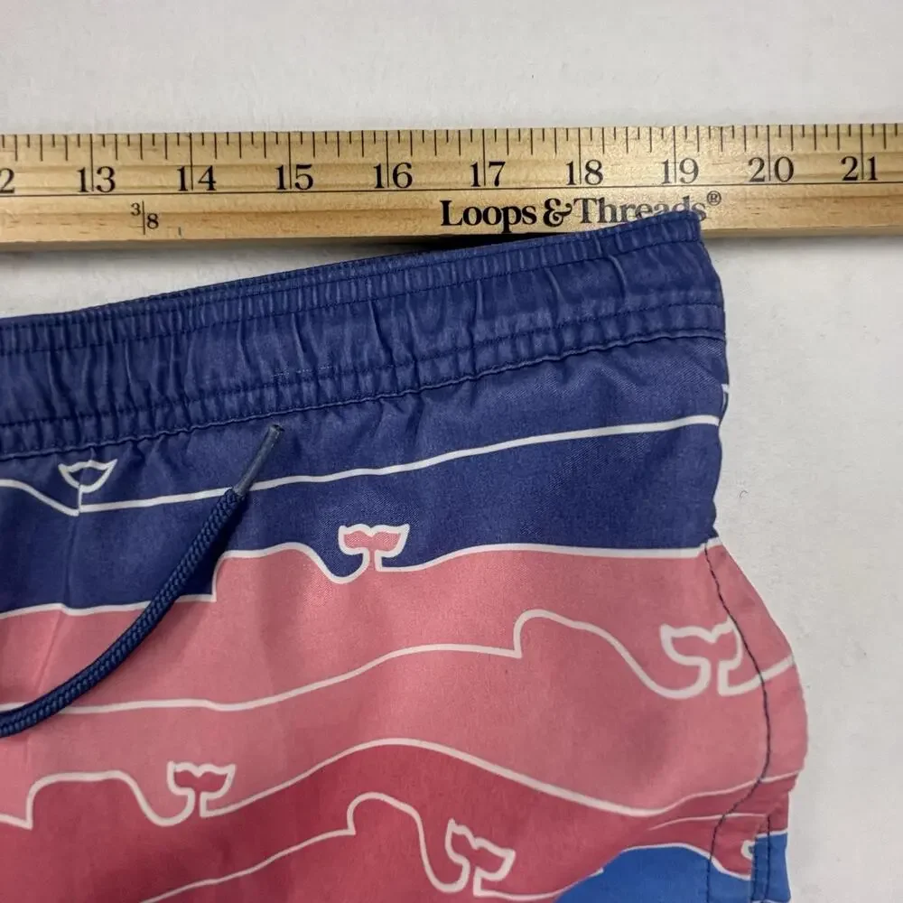 Vineyard Vines Swim Shorts Mens Large Multicolor Whale Stripe Lined Trunks Beach